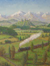 "Train with Castle"  2007 John A. Parks Oil/Canvas 16" x 10"