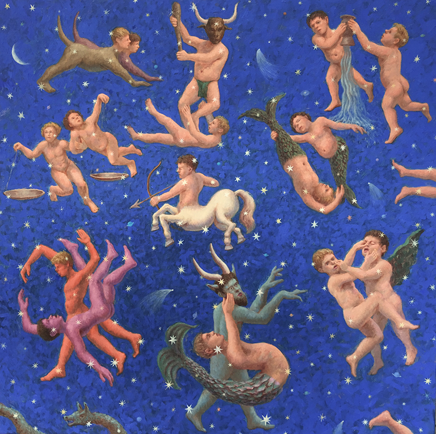 Putti Zodiac, 2017. Oil on Canvas, 50 x 50 in.John A. Parks